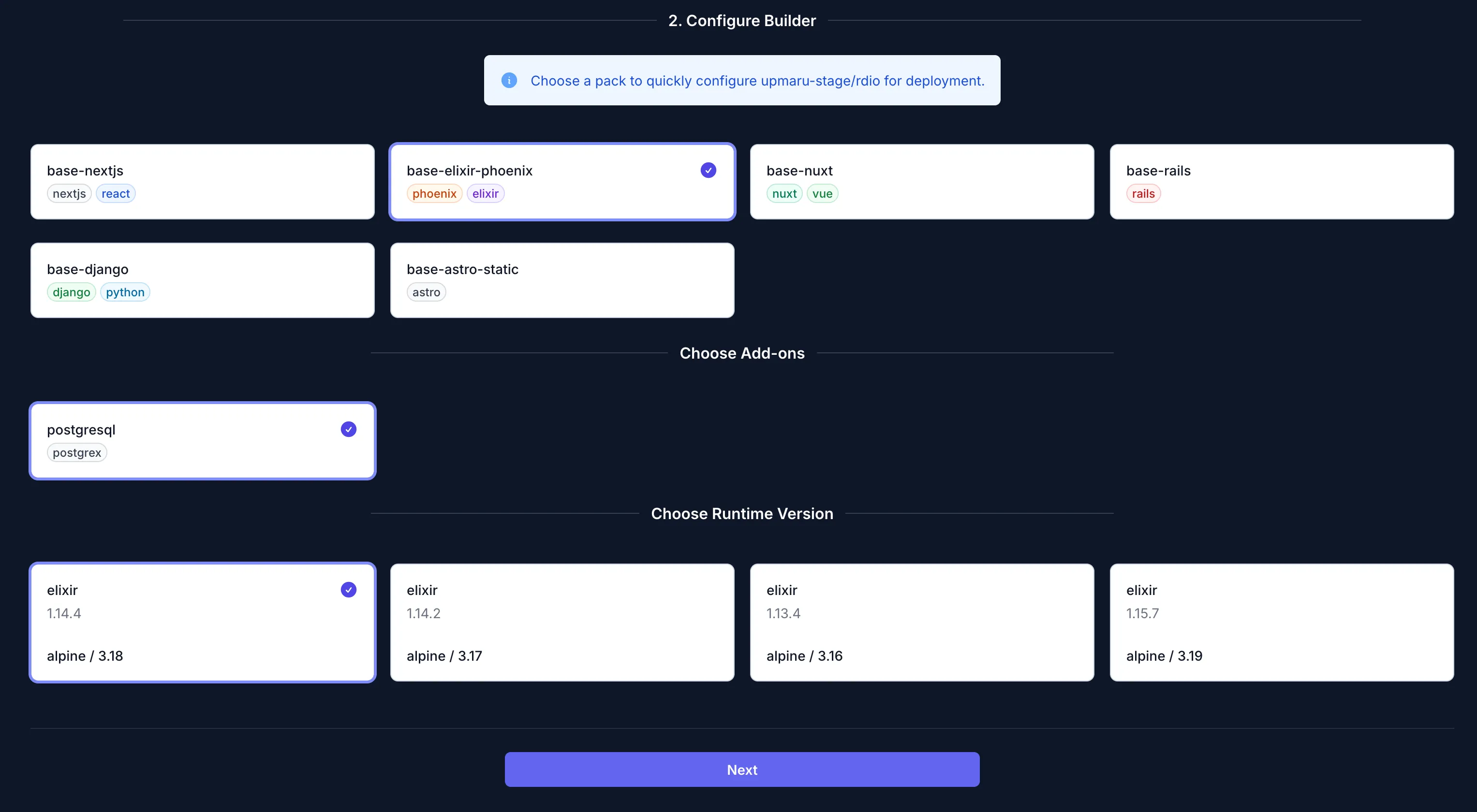 build pack config