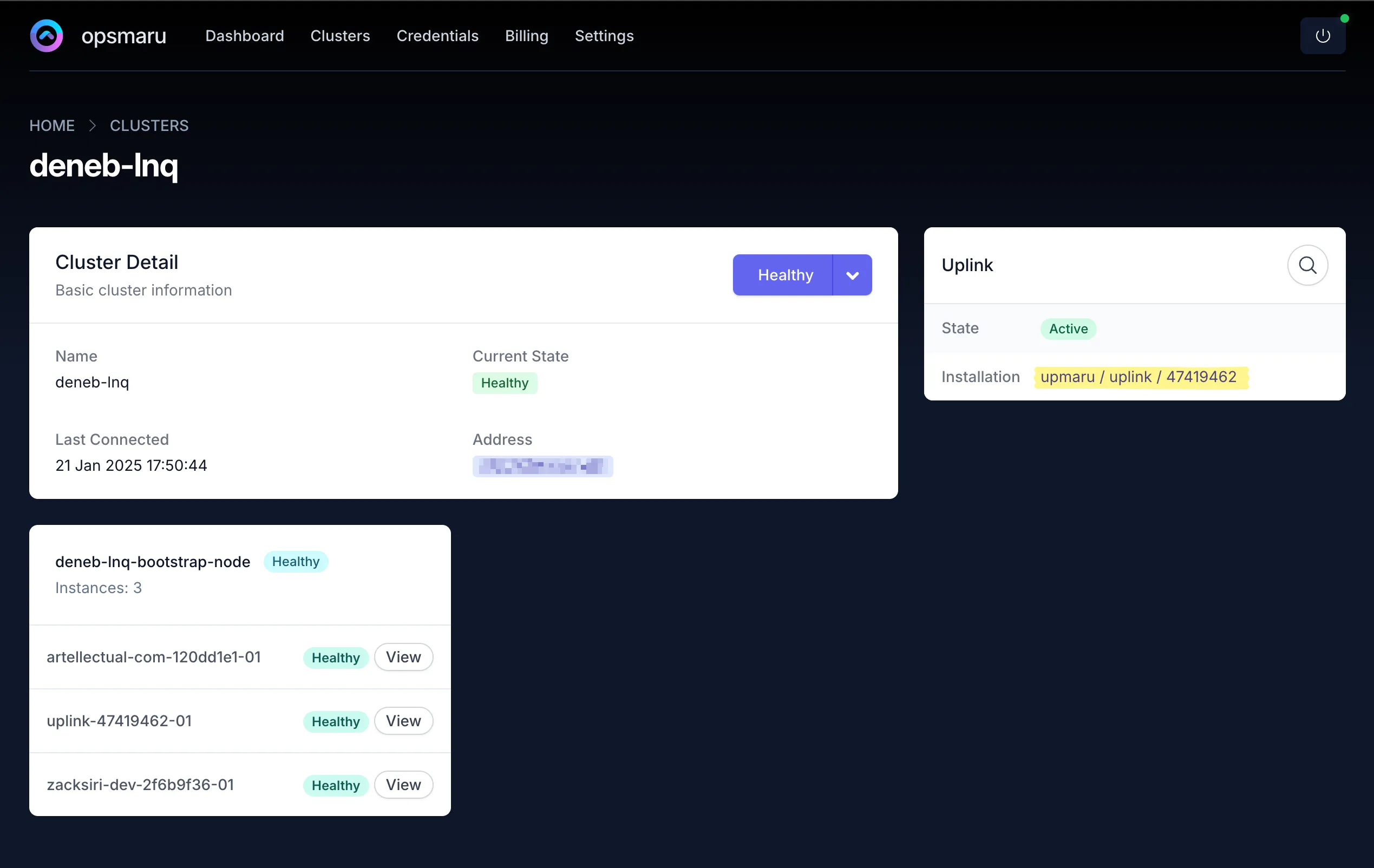 cluster listing